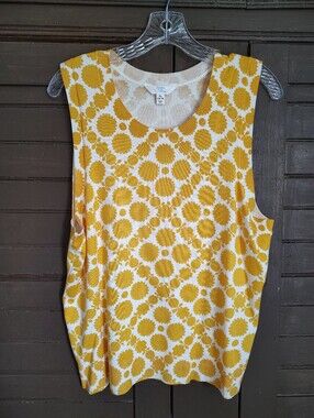 Time and Tru Knit Sleeveless Tank Top yellow & white Sunburst Size XL 16/18 NWOT